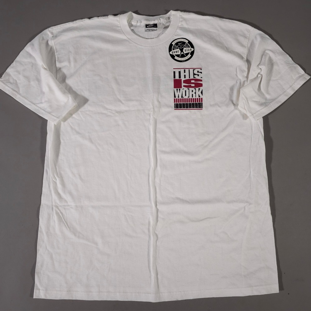 Nike T-Shirt Mens XL White Vintage 90s Made in USA Tennis This Is Work Graphic